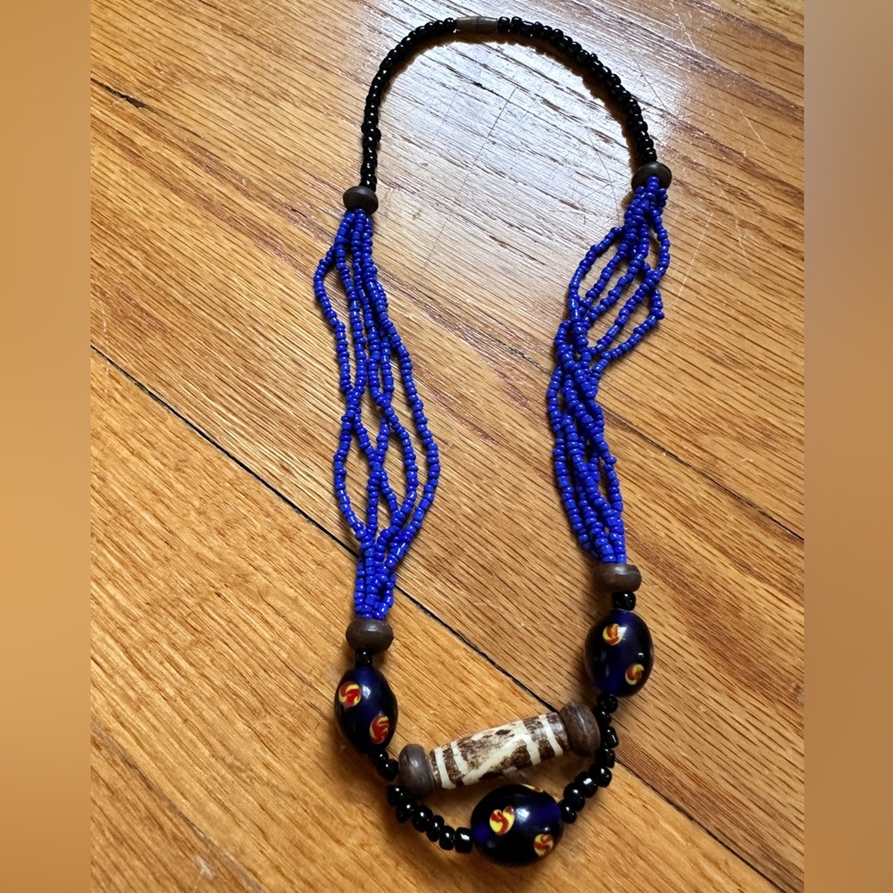 African beaded necklace. Made in Burkina Faso, Africa.